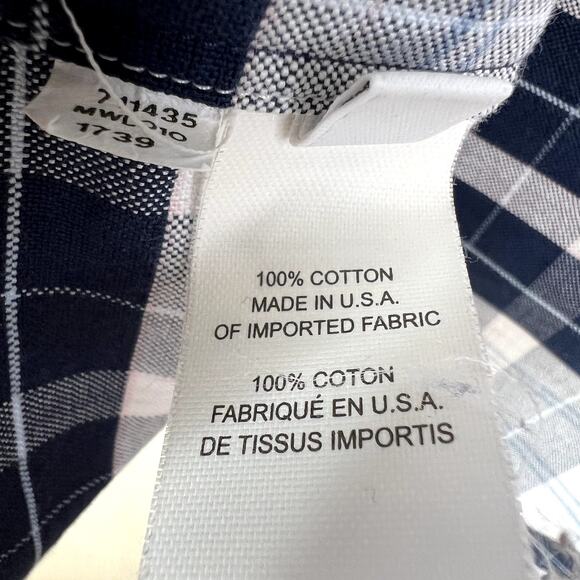 Thom Browne Navy Blue White Plaid Button Down Long Sleeve Shirt XL 4 - Picture 6 of 8